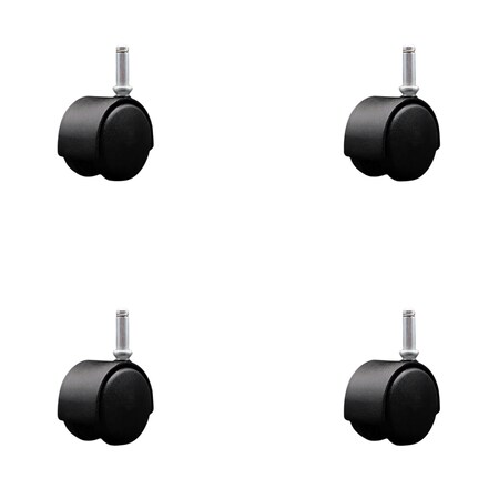 Service Caster 2'' Black Metal Hood Twin Wheel Caster Nylon Wheels Grip Ring Stem, 4PK SCC-GR02S50D-NYS-FB-716X1716-4